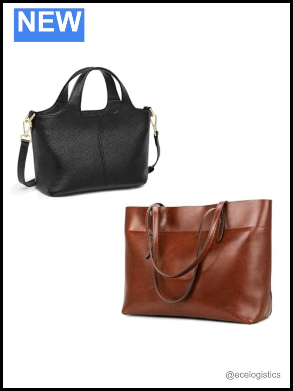 Genuine Leather Tote and Matching Top Grain Leather Shoulder Bag Set,